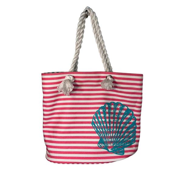 Punctuate for Barnes & Noble striped braided summer cottage open tote 15x18 - Picture 1 of 9